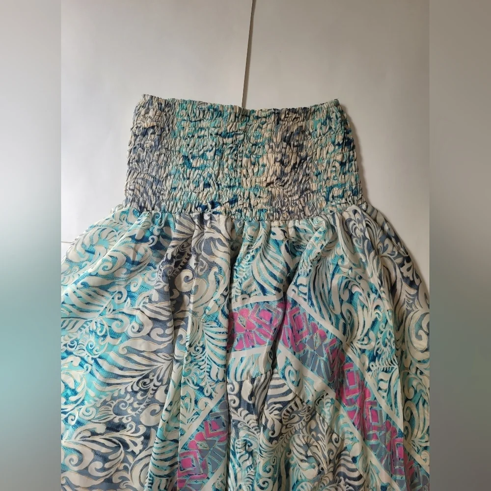 Asymmetrical Silk Boho Dress with Handkerchief Hem - Picture 6 of 16